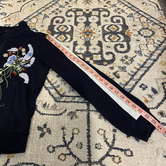 Anthropologie Navy Floral Bomber Jacket - Picture 14 of 14